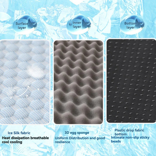 Breathable Large Dog Bed with Pillow Ice Silk Fabric-1