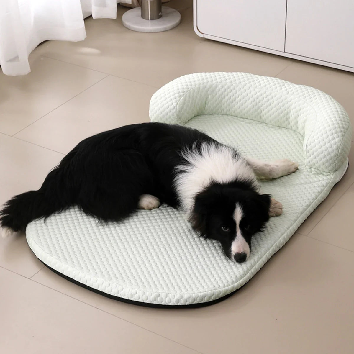 Breathable Large Dog Bed with Pillow Ice Silk Fabric-2