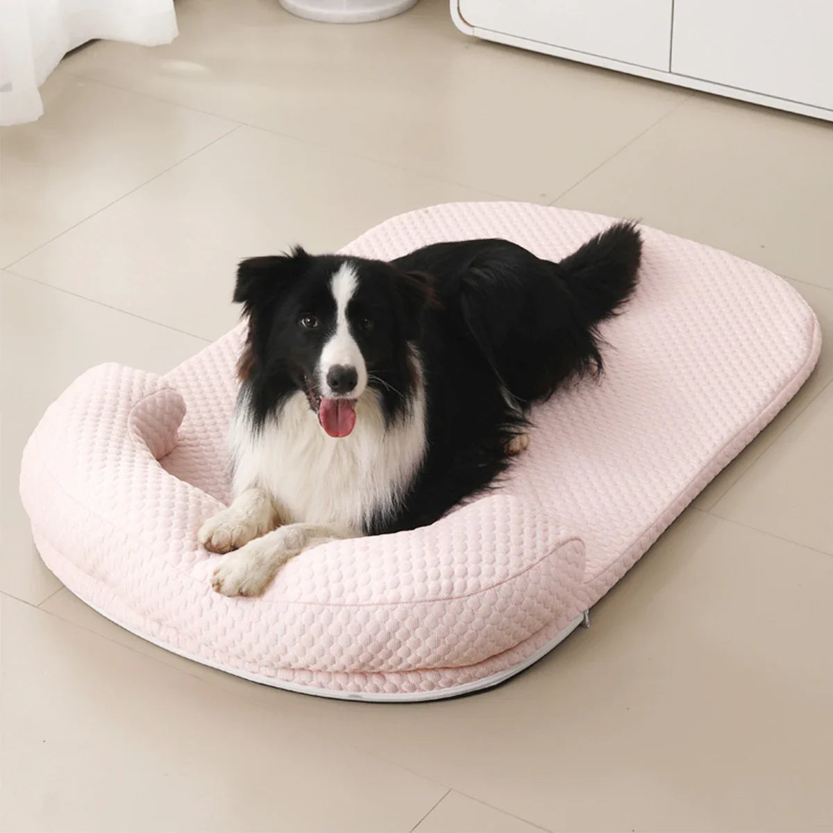 Breathable Large Dog Bed with Pillow Ice Silk Fabric-3