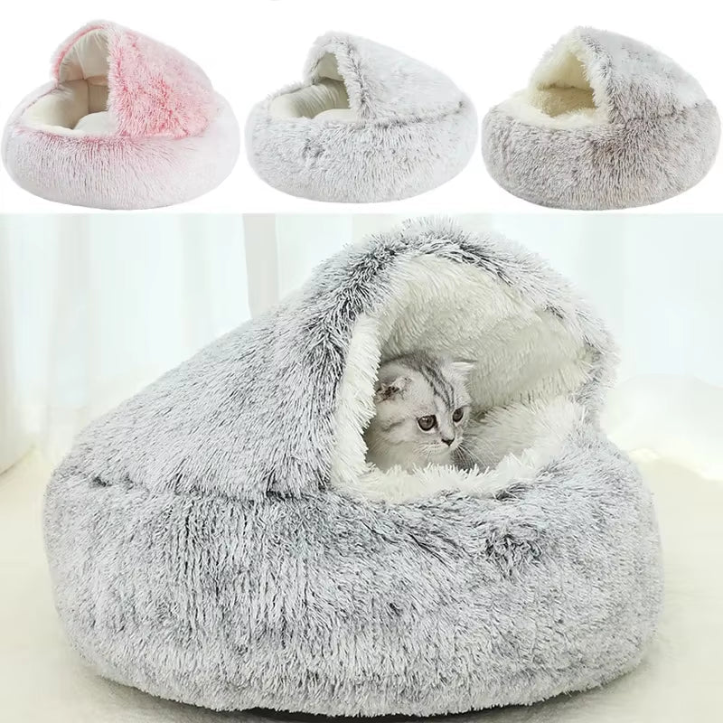 Cozy 2-in-1 Plush Cat Bed-1