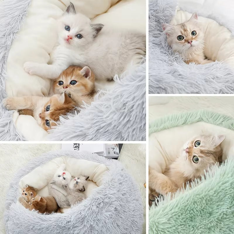 Cozy 2-in-1 Plush Cat Bed-4