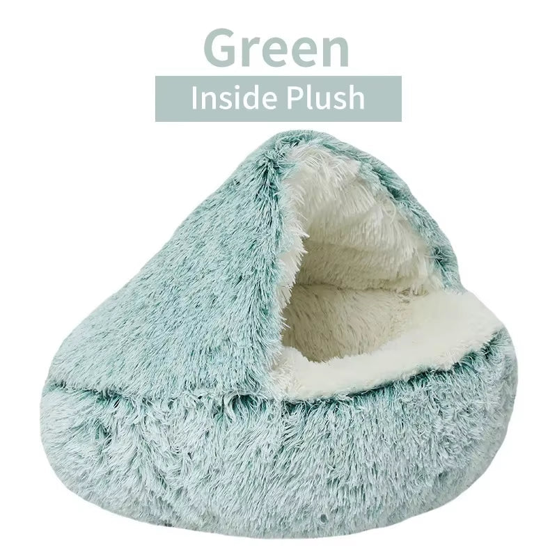 Cozy 2-in-1 Plush Cat Bed-11