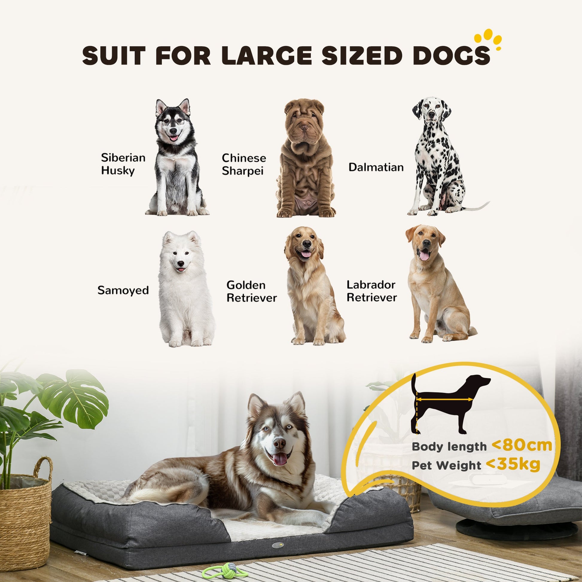 Calming Dog Bed Pet Mattress w/ Removable Cover, Anti-Slip Bottom, for Large Dogs, 120L x 80W x 22Hcm - Charcoal Grey-3