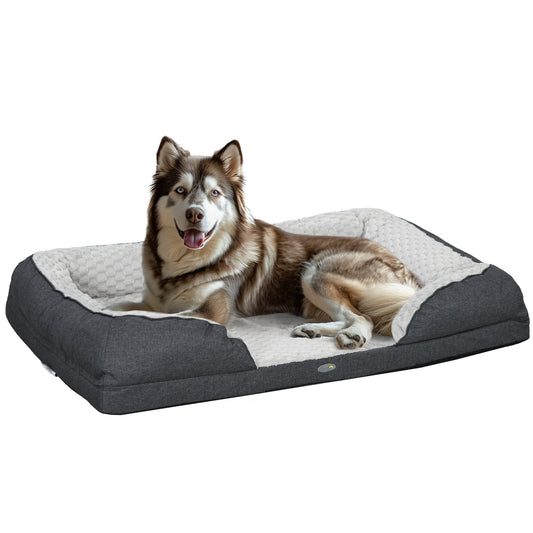 Calming Dog Bed Pet Mattress w/ Removable Cover, Anti-Slip Bottom, for Large Dogs, 120L x 80W x 22Hcm - Charcoal Grey-0